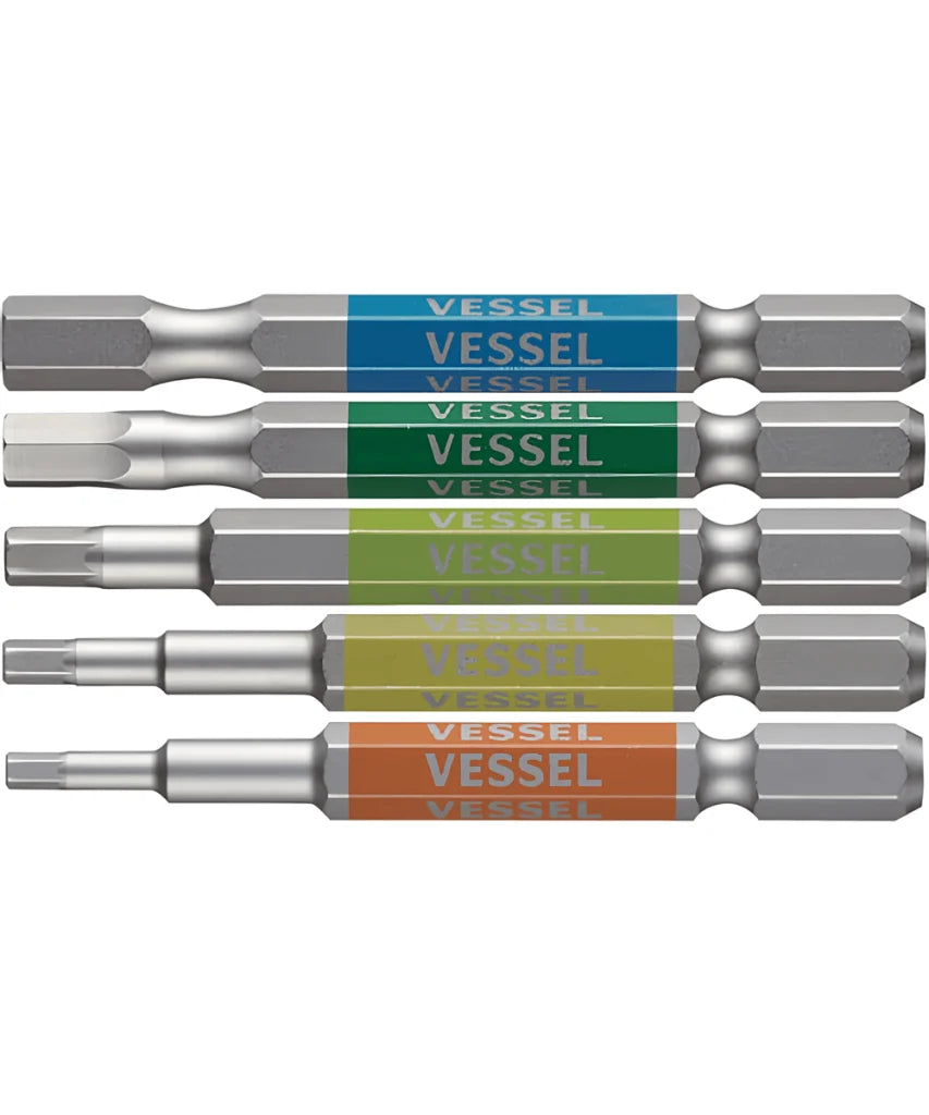 ベッセル - VESSEL 剛彩ビット ５本組 （片頭ヘックス） アソート６５ｍｍ ベッセル Screwdriver Bits