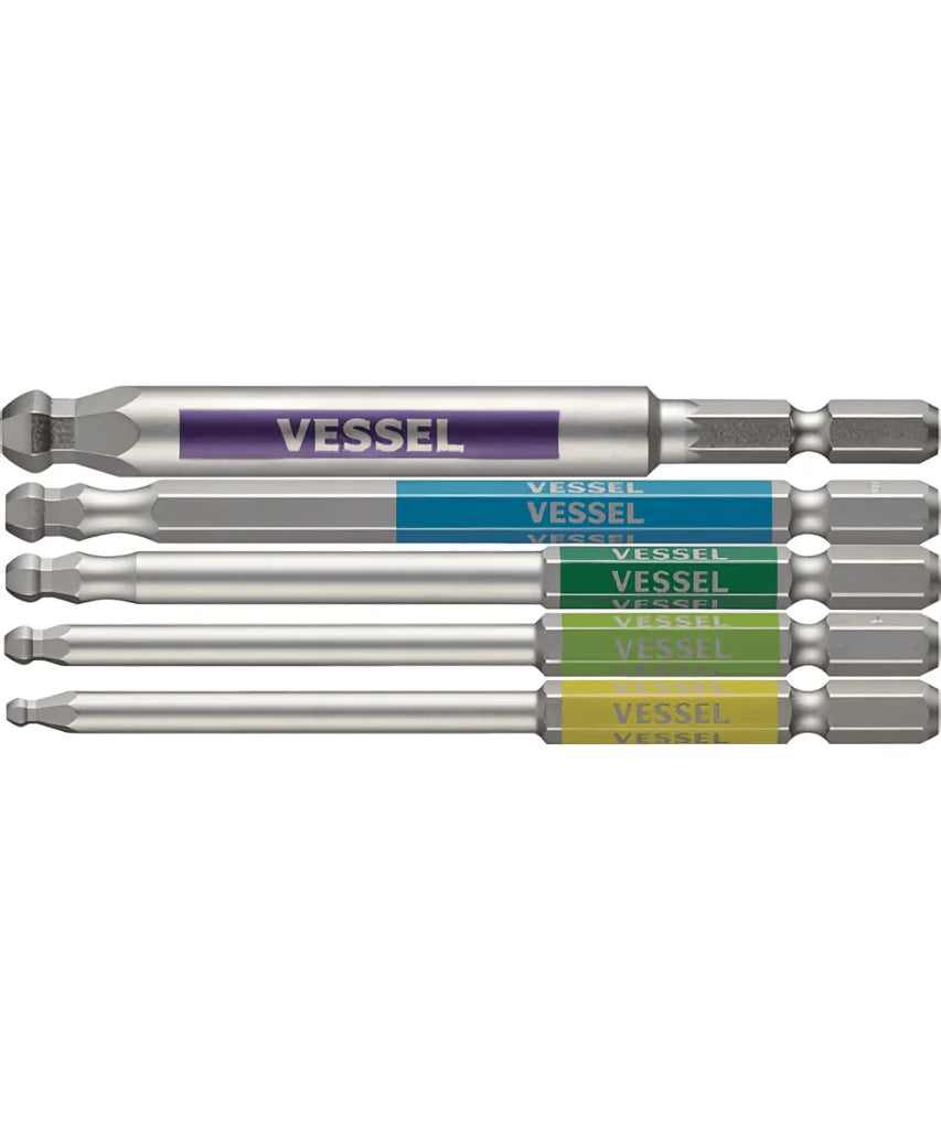 ベッセル - VESSEL 剛彩ビット ５本組 （片頭ボールポイント） アソート１００ｍｍ ベッセル Screwdriver Bits